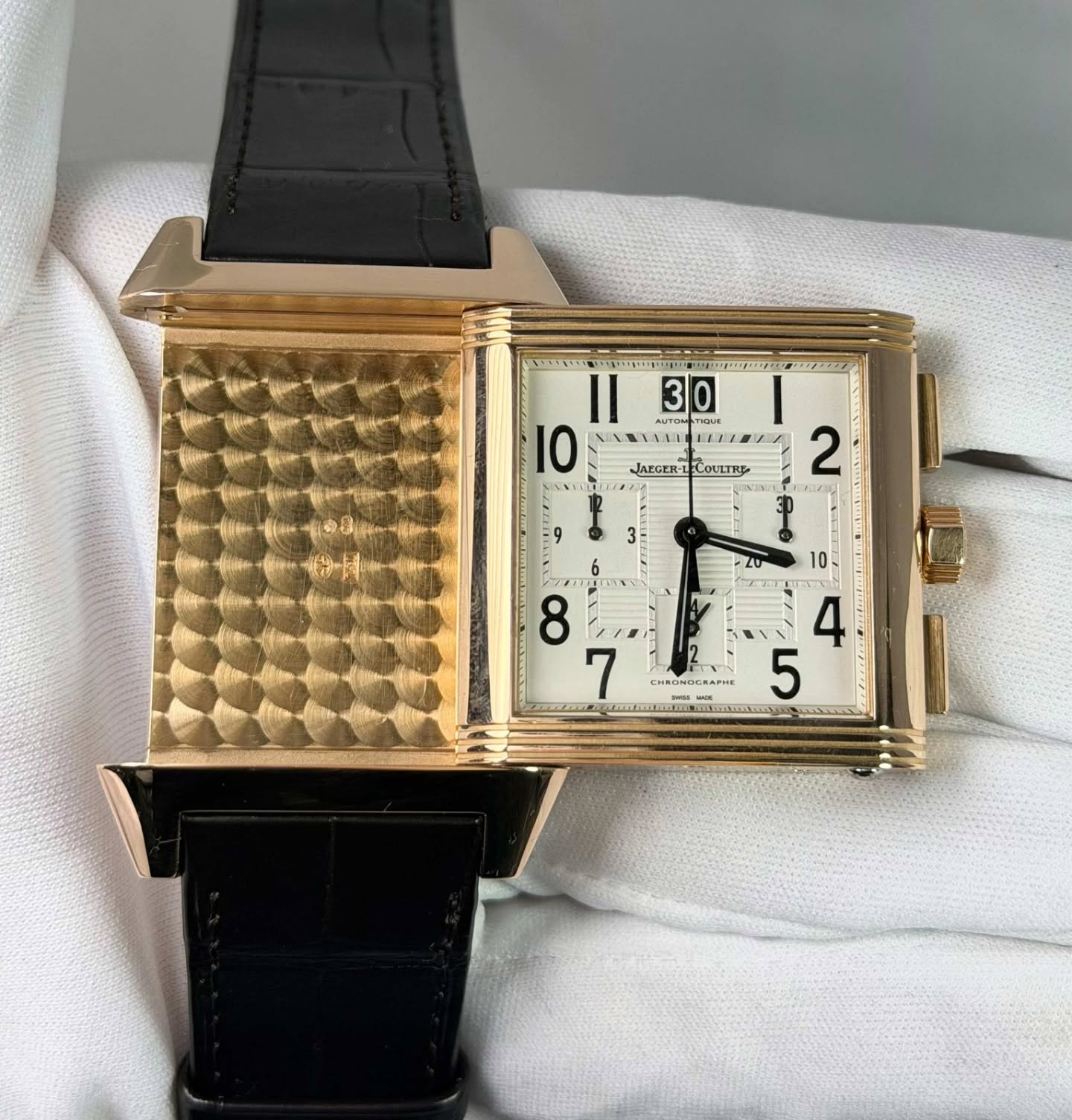 Jaeger-LeCoultre Reverso Squadra Chronographe 230.2.45 35 mm Argent Or rose