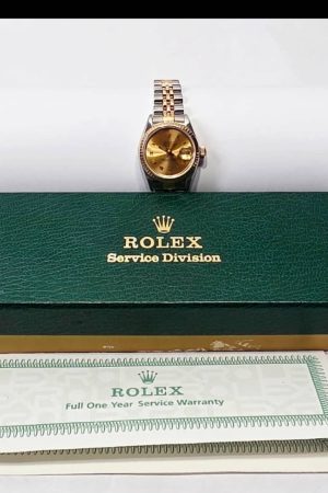 Montre rolex datejust pour femme 26 mm ref n°69173, cadran champagnr bicolore