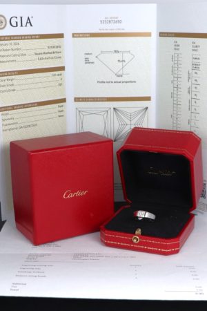 Bague de fiançailles Cartier Tank Solo en or blanc 18 carats, modèle Princesse, 1,01 carat, pureté VS1, année 1997