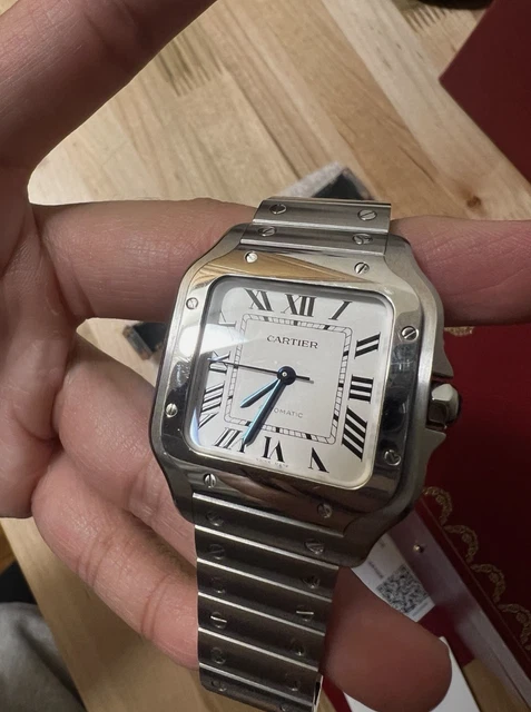 Montre automatique Cartier Santos Medium, cadran blanc, WSSA0029, état neuf. – Image 2