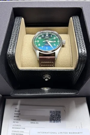 Montre IWC Pilots Mark XX en acier inoxydable, automatique, 40 mm, verte, IW328205