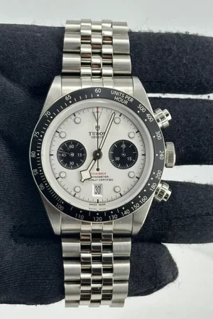 Montre homme Tudor Black Bay Chrono 41 mm, cadran opalin panda, acier inoxydable, référence M79360N-0002